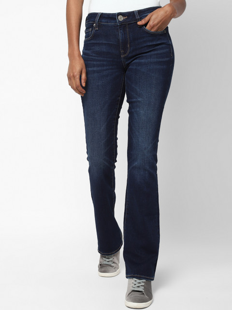 

AMERICAN EAGLE OUTFITTERS Women Navy Blue Regular Fit Mid-Rise Clean Look Stretchable Jeans