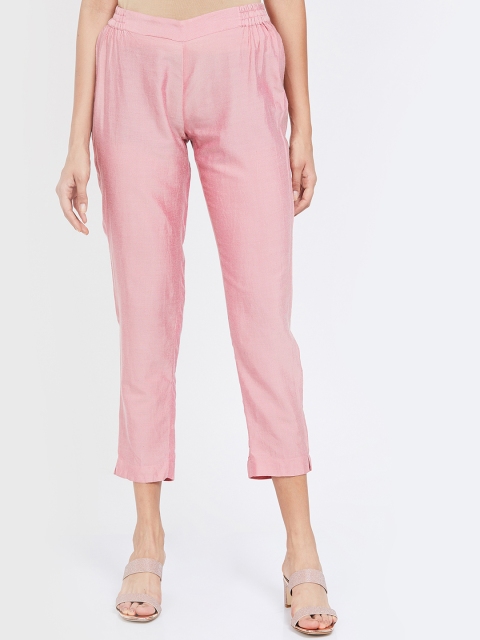 

Melange by Lifestyle Women Pink Solid Cigarette Trousers