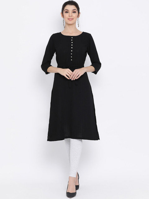 

Monte Carlo Women Black Solid A-Line Kurta