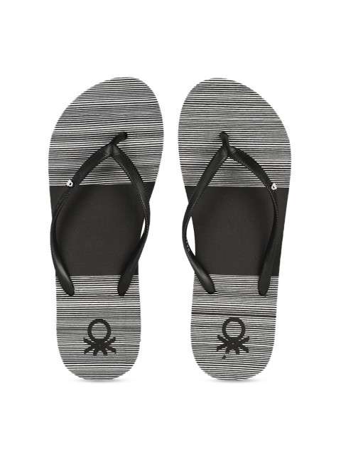 

United Colors of Benetton Women Black Printed Thong Flip-Flops