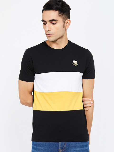 

UCLA Men Black & White Colourblocked Round Neck T-shirt
