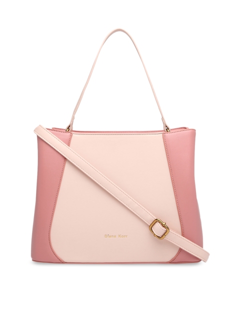

Diana Korr Peach-Coloured & Beige Colourblocked Handheld Bag