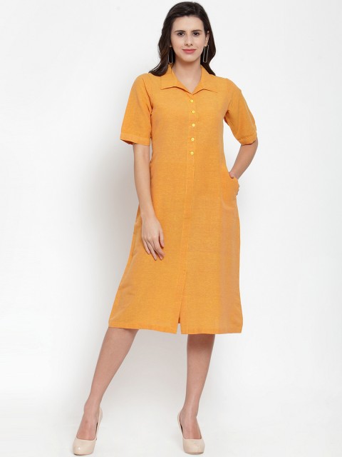 

Ayaany Women Yellow Solid Shirt Dress