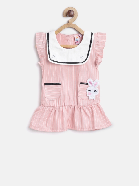 

Kids On Board Girls Pink & White Striped Drop-Waist Dress