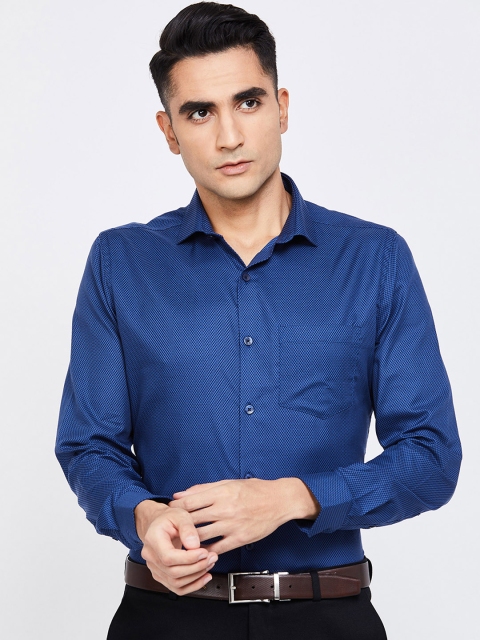 

CODE by Lifestyle Men Navy Blue Slim Fit Self Design Formal Shirt