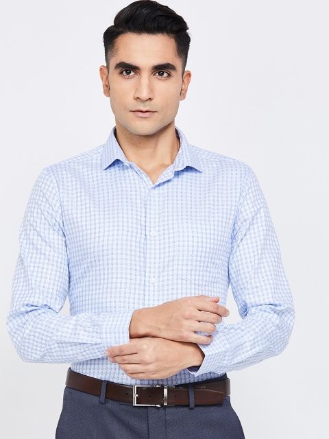 

CODE by Lifestyle Men White & Blue Slim Fit Checked Formal Shirt