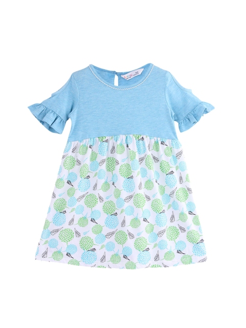 

Beebay Girls Blue Printed Fit and Flare Dress