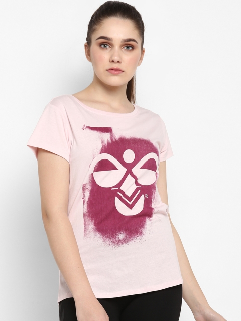 

hummel Women Pink Printed Round Neck T-shirt
