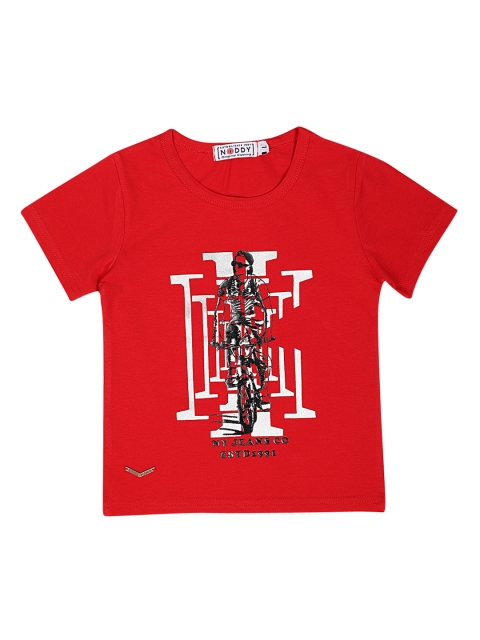 

Noddy Boys Red Printed Round Neck T-shirt
