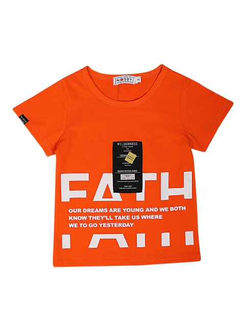 

Noddy Boys Orange Printed Round Neck T-shirt