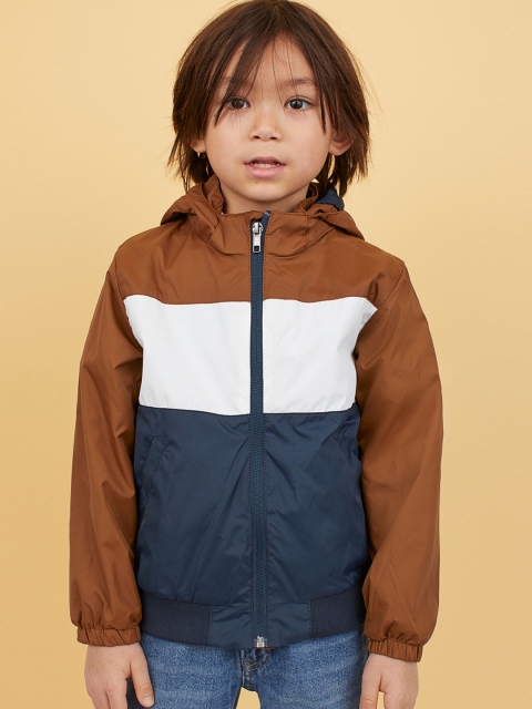 

H&M Boys Brown & Blue Hooded Windbreaker
