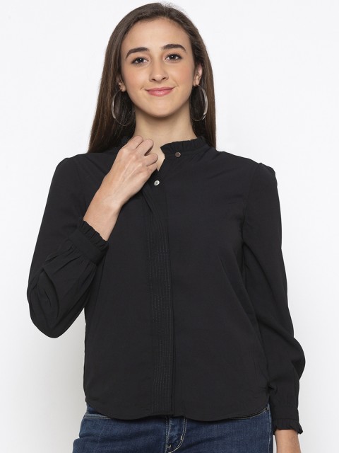 

Globus Women Black Regular Fit Solid Casual Shirt
