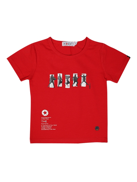 

Noddy Boys Red Printed Round Neck T-shirt