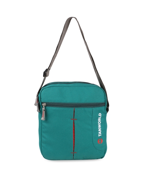 

TAN WORLD Unisex Teal Green Solid Messenger Bag