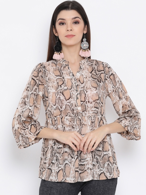 

Monte Carlo Women Brown & Black Snakeskin Printed Top