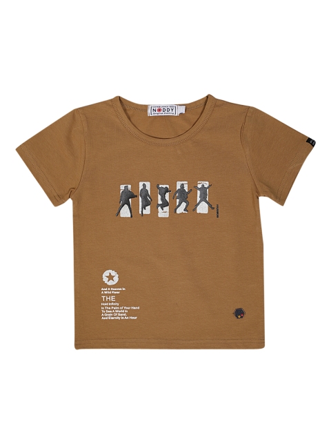 

Noddy Boys Brown Printed Round Neck T-shirt
