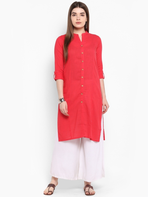 

ETHNIC STREET Women Red Solid Straight Kurta