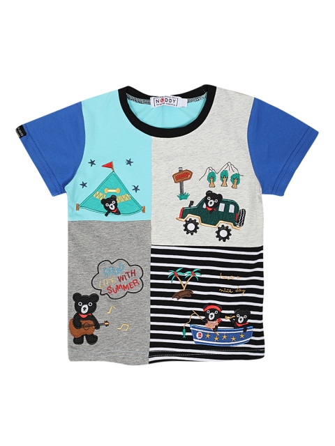 

Noddy Boys Turquoise Blue Embroidered Round Neck T-shirt