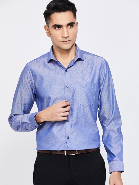 

CODE by Lifestyle Men Navy Blue Slim Fit Self Design Formal Shirt