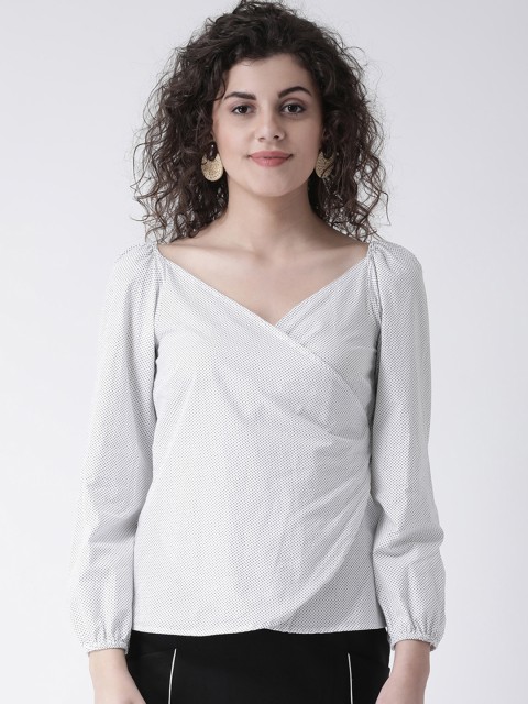 

Leo Sansini Women White Printed Wrap Top