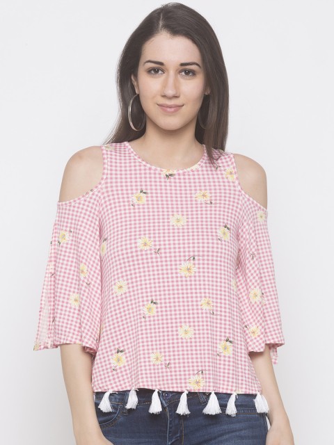 

Globus Women Pink & White Checked Top