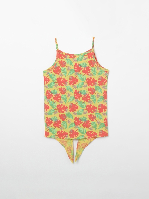 

Fame Forever by Lifestyle Girls Yellow & Pink Printed Pure Cotton Top