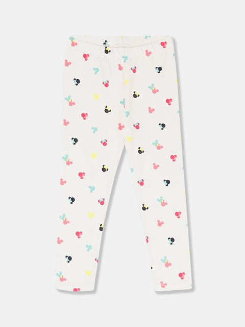 

GAP Toddler Girls White Elasticized Waist Disney Minnie Mouse Print Leggings