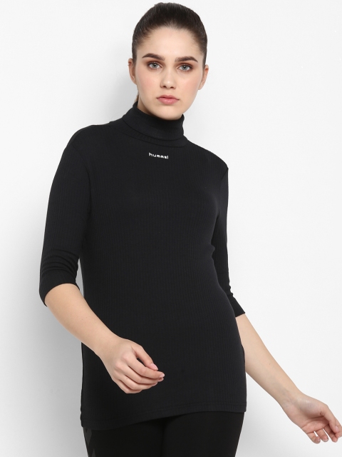 

hummel Women Black Solid Turtle Neck T-shirt