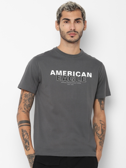 

AMERICAN EAGLE OUTFITTERS Men Grey Printed Round Neck T-shirt
