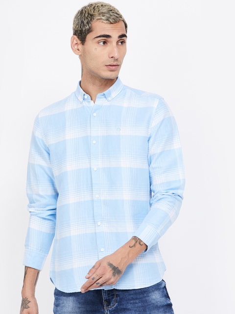 

Bossini Men Blue & White Regular Fit Checked Casual Shirt