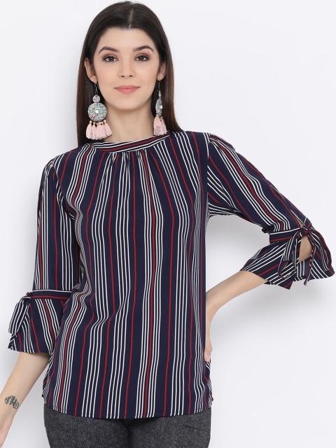 

Monte Carlo Women Navy Blue & Red Striped Top