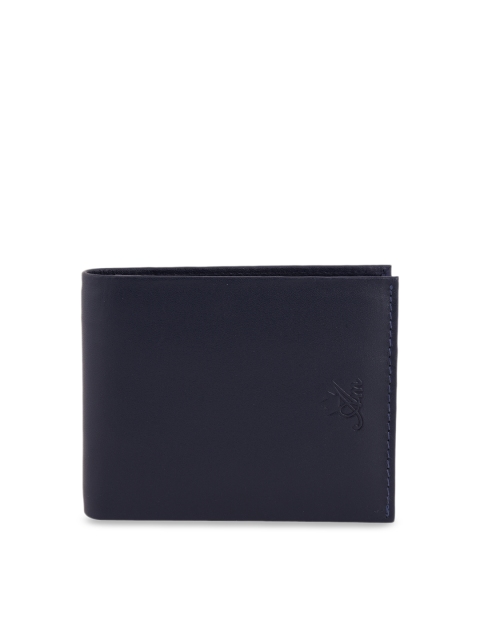 

Am Leather Men Blue Solid Two Fold Wallet