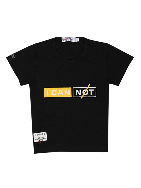 Noddy Boys Black Printed Round Neck T-shirt