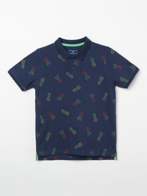 

Fame Forever by Lifestyle Boys Navy Blue Printed Polo Collar T-shirt
