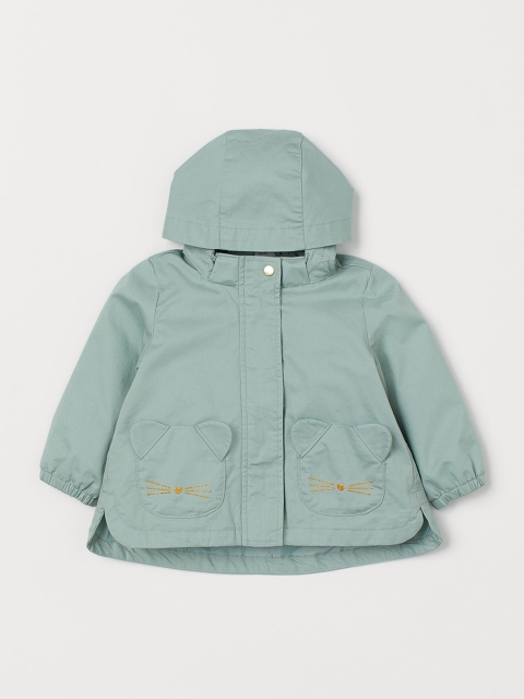 

H&M Boys Green Solid Cotton Twill Jacket