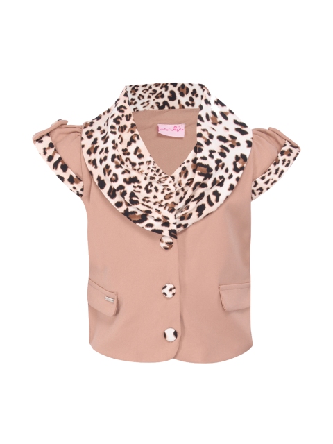 

CUTECUMBER Girls Beige & Brown Printed Top