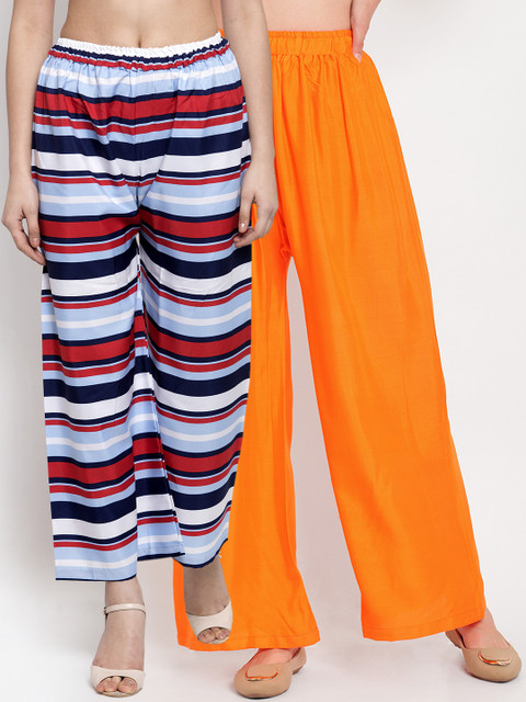 

TAG 7 Women Pack of 2 Wide Leg Palazzos, White