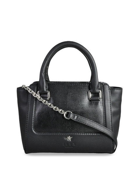 

ILEX Black Textured Leather Handheld Bag