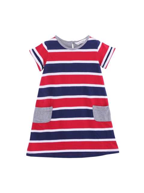 

Beebay Girls Multicoloured Striped T-shirt Dress, Multi