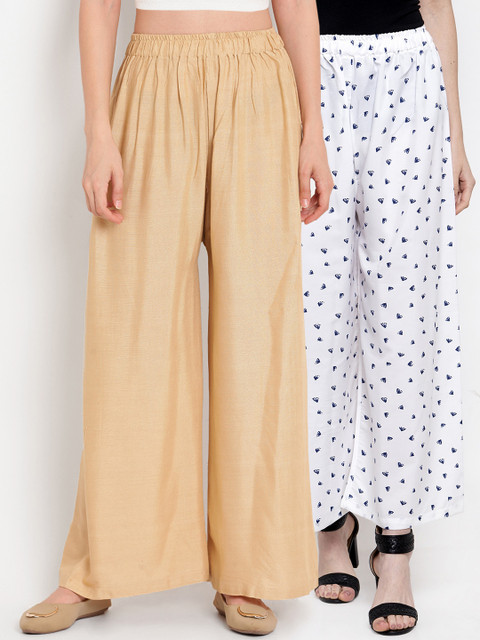 

TAG 7 Women Pack of 2 Wide Leg Palazzos, White