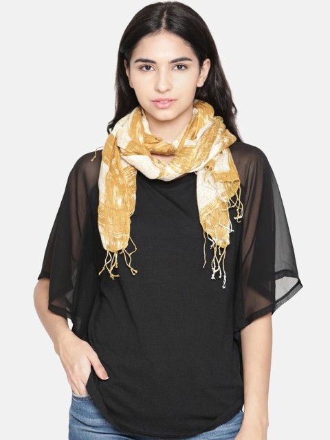 

Linen Club Women Mustard Yellow & Off-White Linen Printed Stole
