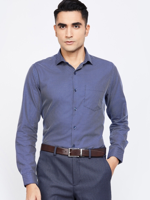 

CODE by Lifestyle Men Navy Blue Slim Fit Self Design Formal Shirt