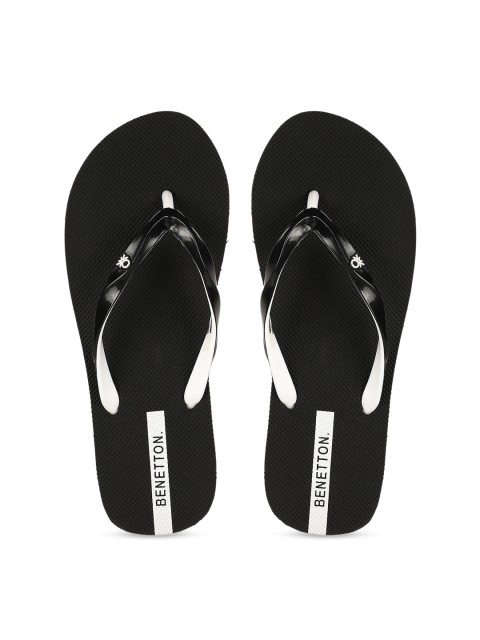 

United Colors of Benetton Women Black Printed Thong Flip-Flops