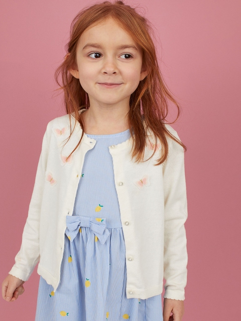 

H&M Girls White Appliqud cardigan