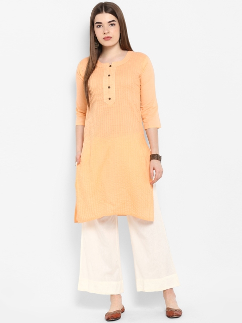 

ETHNIC STREET Women Orange Solid Straight Kurta
