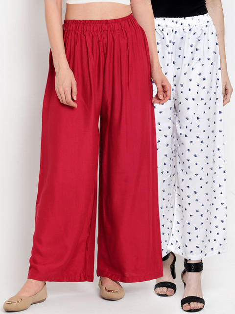 

TAG 7 Women Pack of 2 Wide Leg Palazzos, White