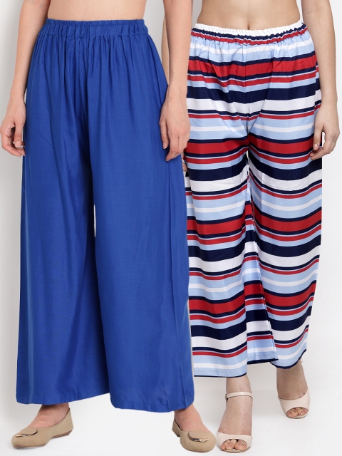 

TAG 7 Women Pack of 2 Wide Leg Palazzos, Maroon