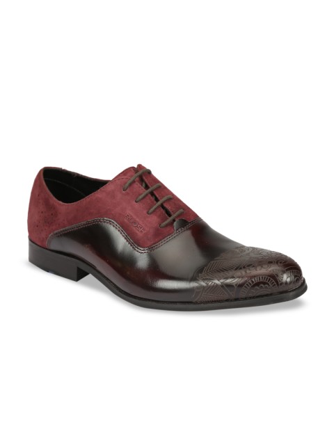 

Ruosh Men Brown & Red Leather Oxfords