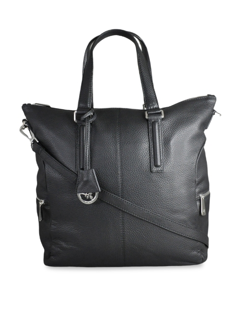

ILEX Black Solid Leather Handheld Bag