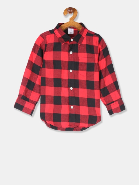 

GAP Boys Red & Black Regular Fit Checked Casual Shirt